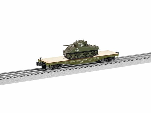 Lionel 1926751 US Army 40' Flatcar with Sherman Tank #35351