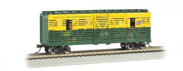 Bachmann 19703 Chicago & North Western 40' Animated Stock Car with Horses