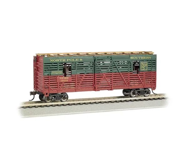 Bachmann 19704 North Pole & Southern 40' Animated Stock Car with reindeer