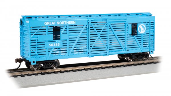Bachmann HO 19714 Great Northern 40' Animated Stock Car with Catlle