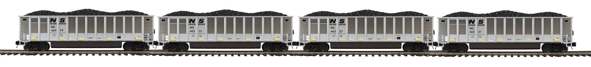 MTH 20-92443 Norfolk Southern 4 Car Coalporter Hopper Car Set (Plated)
