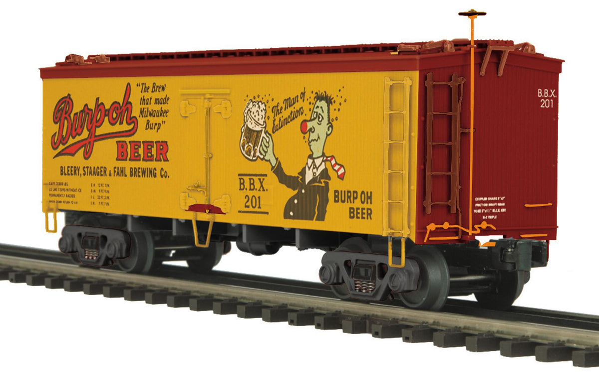 MTH 20-94325 Burp 'O' Beer (#201) 36' Woodsided Reefer Car