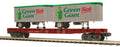 MTH 20-95555 Milwaukee Road Flat Car with (2) 20' Green Giant Pup Trailers