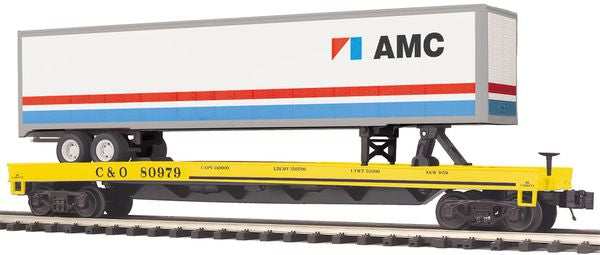 MTH 20-95644 C&O Flat Car with 48' AMC Trailer