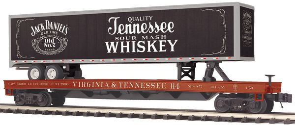 MTH 20-95655 Virginia & Tennessee Flat Car with Jack Daniels 48' Trailer