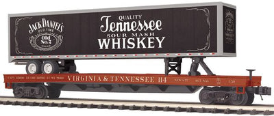 MTH 20-95655 Virginia & Tennessee Flat Car with Jack Daniels 48' Trailer