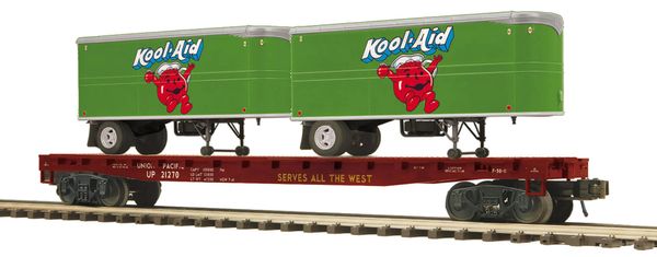 MTH 20-95715 Union Pacific Flat Car with (2) Kool-Aid Pup Trailers