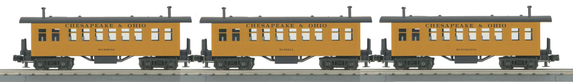 MTH 30-6454 Chesapeake & Ohio 3 Car Overton Passenger Coach Set