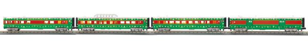 MTH 30-68286 Christmas 4 Car 60' Streamlined Passenger Set with LED's