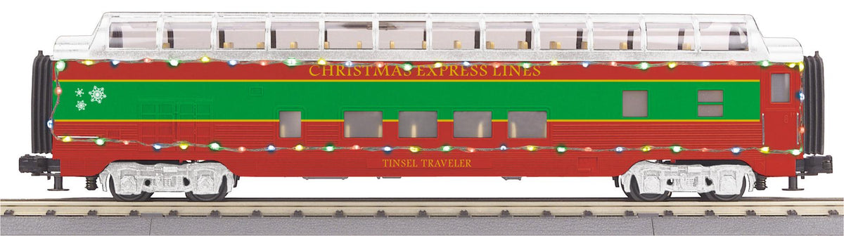 MTH 30-68309 Christmas 60' Streamlined Full Vista Dome Car