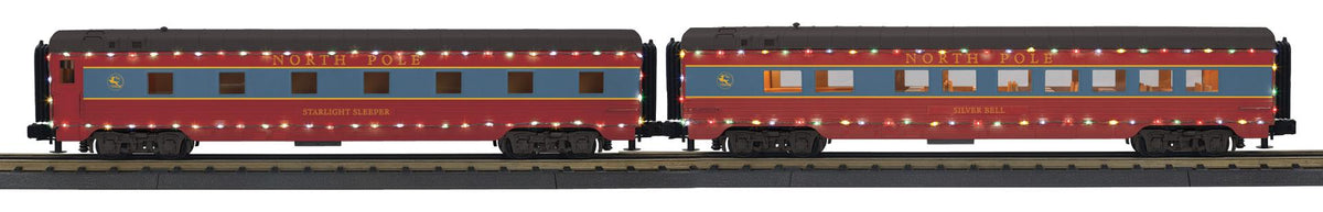 MTH 30-68311 North Pole 2 Car 60' Streamlined Sleeper/Diner with LED's