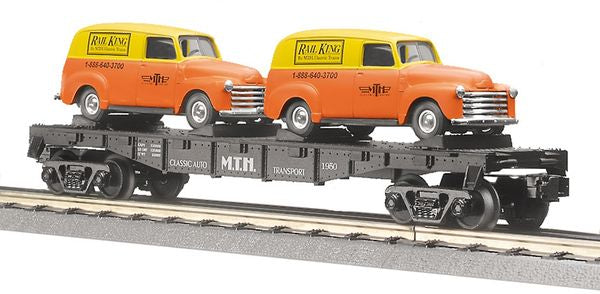 MTH 30-7681 Flat Car with '51 Panel Vans