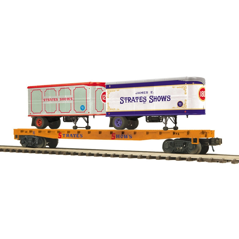 Atlas O 3002597 Strates Shows Premier Flat Car with (2) 20' Trailers
