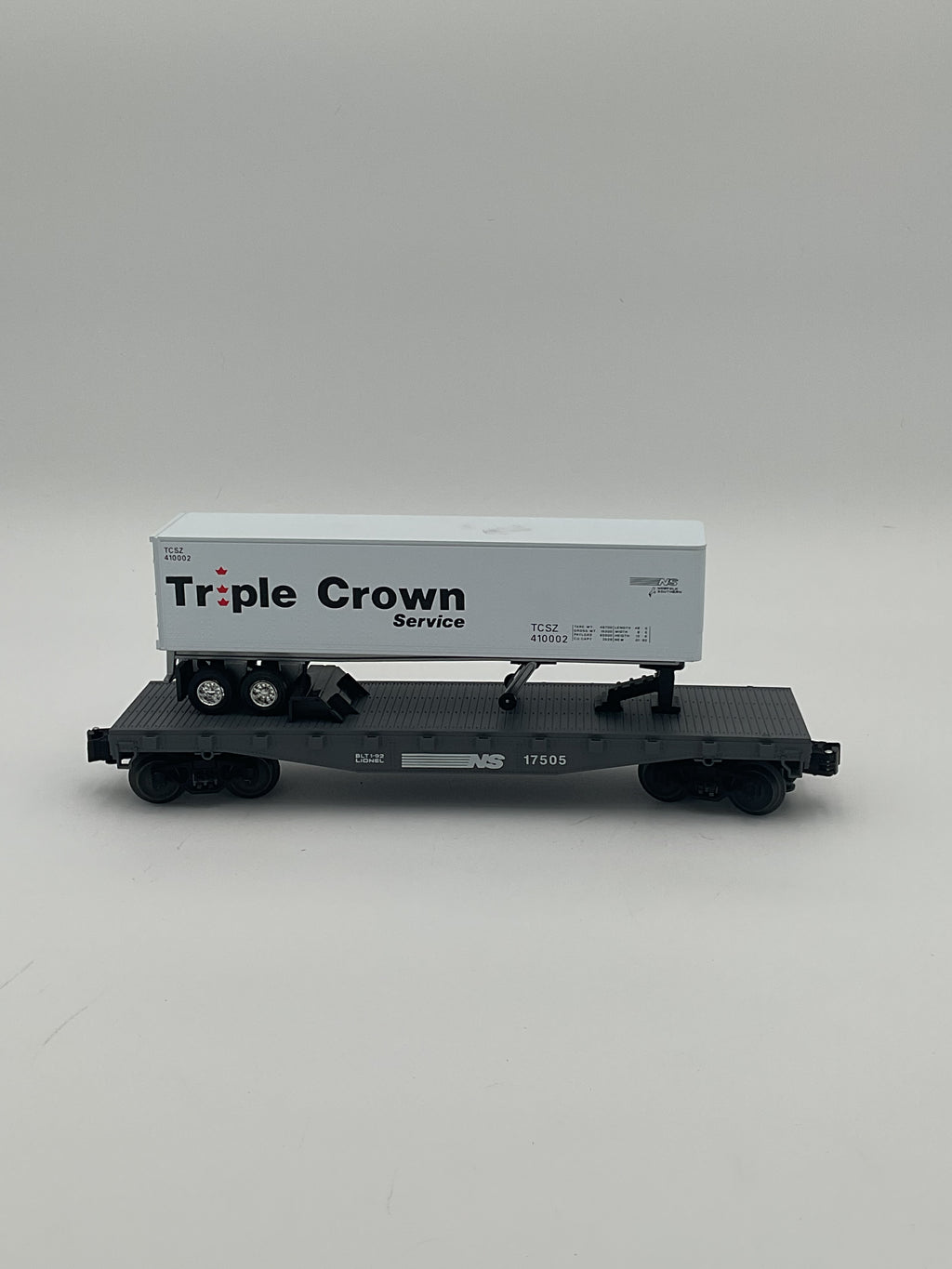 Lionel O 17506 Norfolk Southern Flatcar with Trailer