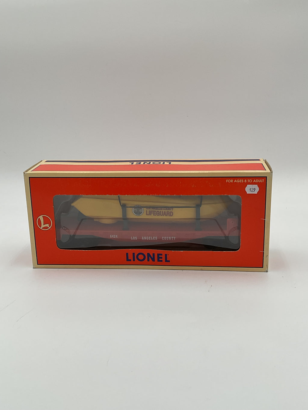 Lionel O 16970 6424 L.A County Flatcar with L.A County Lifeguard Boat