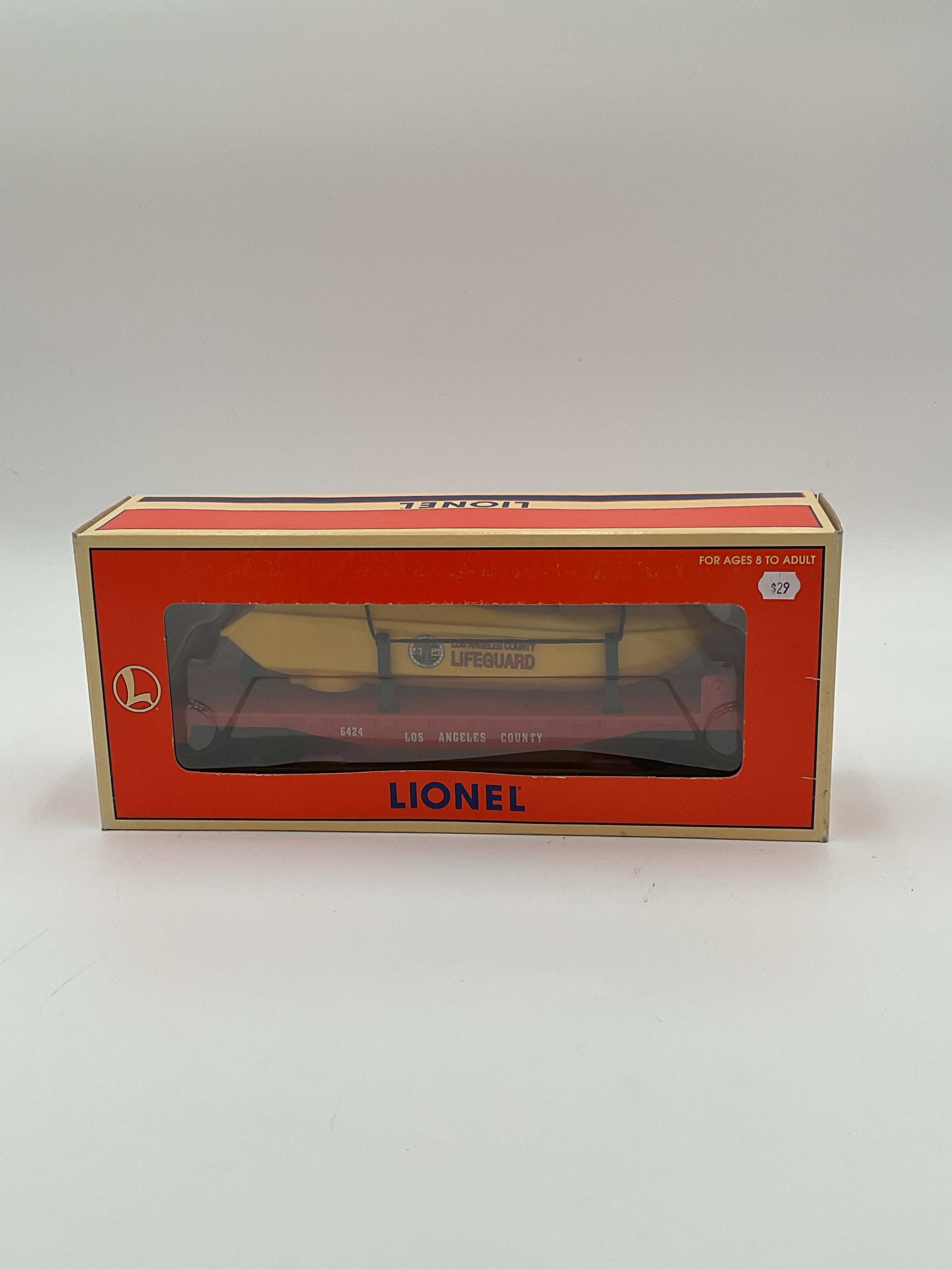 Lionel O 16970 6424 L.A County Flatcar with L.A County Lifeguard Boat