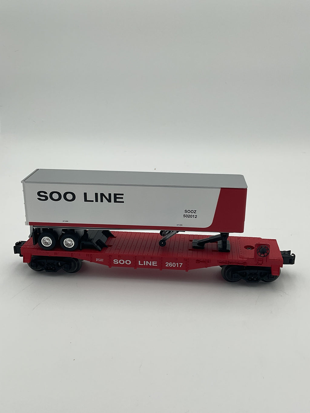Lionel O 26017 SOO Line Flat Car W/ Trailer