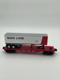 Lionel O 26017 SOO Line Flat Car W/ Trailer