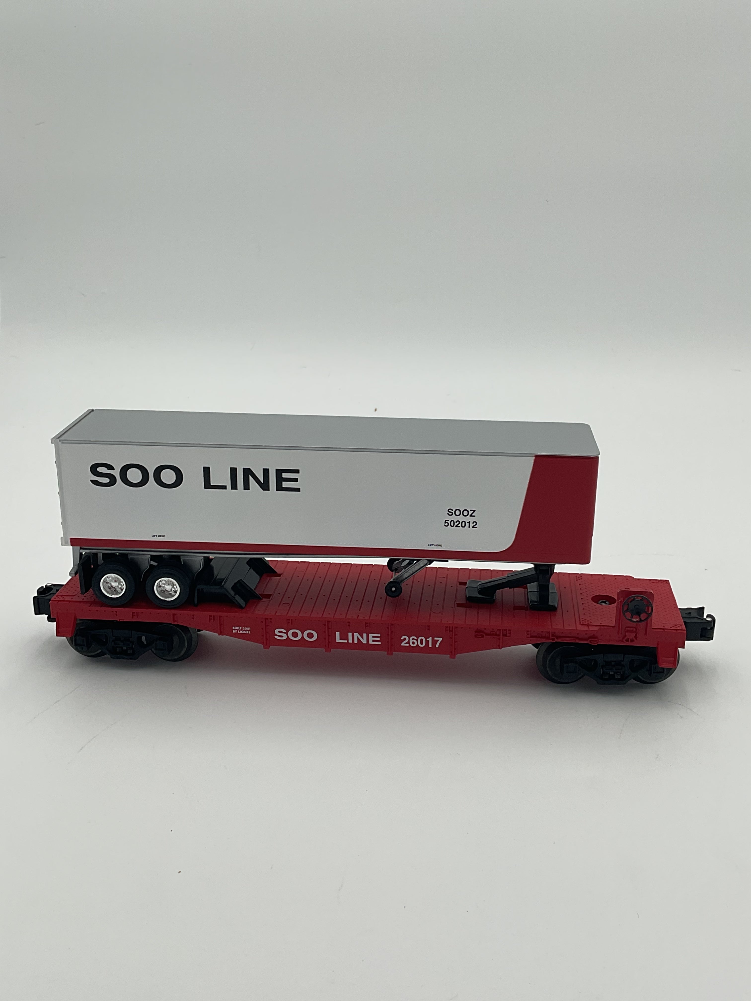 Lionel O 26017 SOO Line Flat Car W/ Trailer