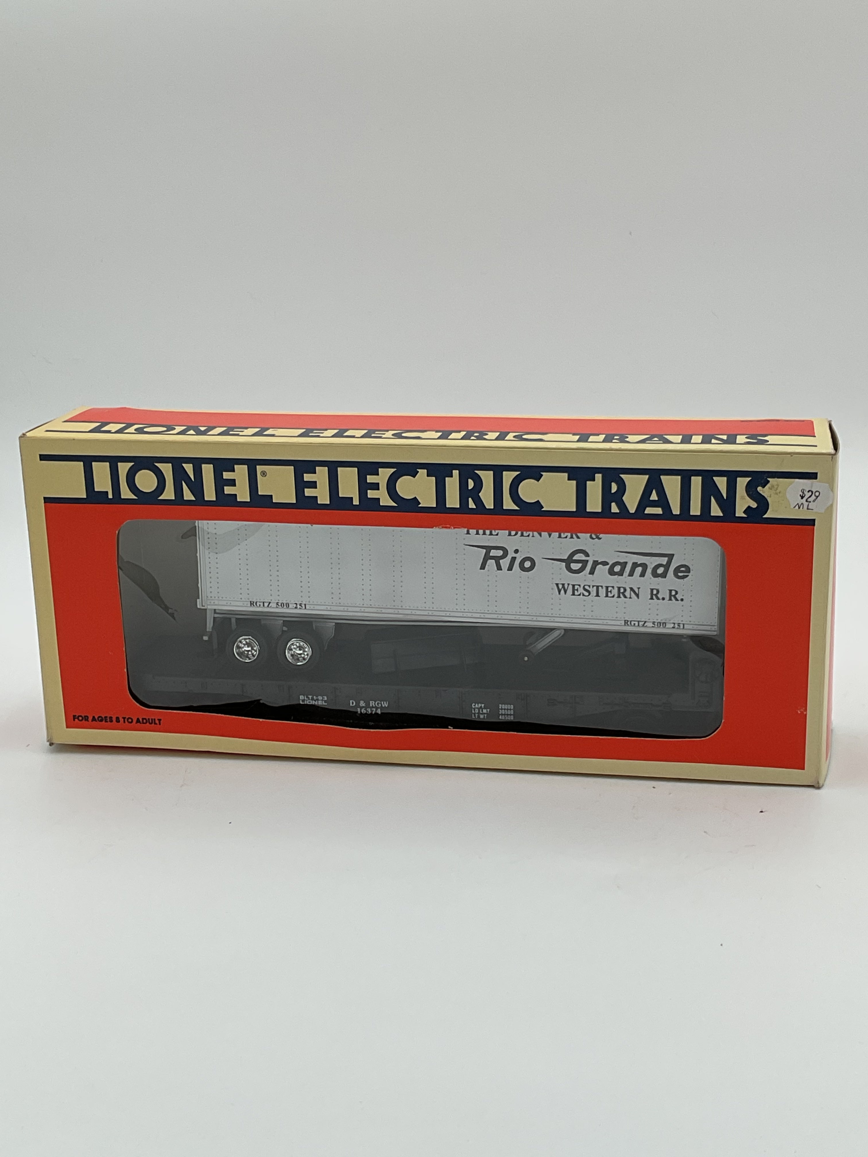 Lionel O 16374 Denver & Rio Grande Flatcar with Trailer Western