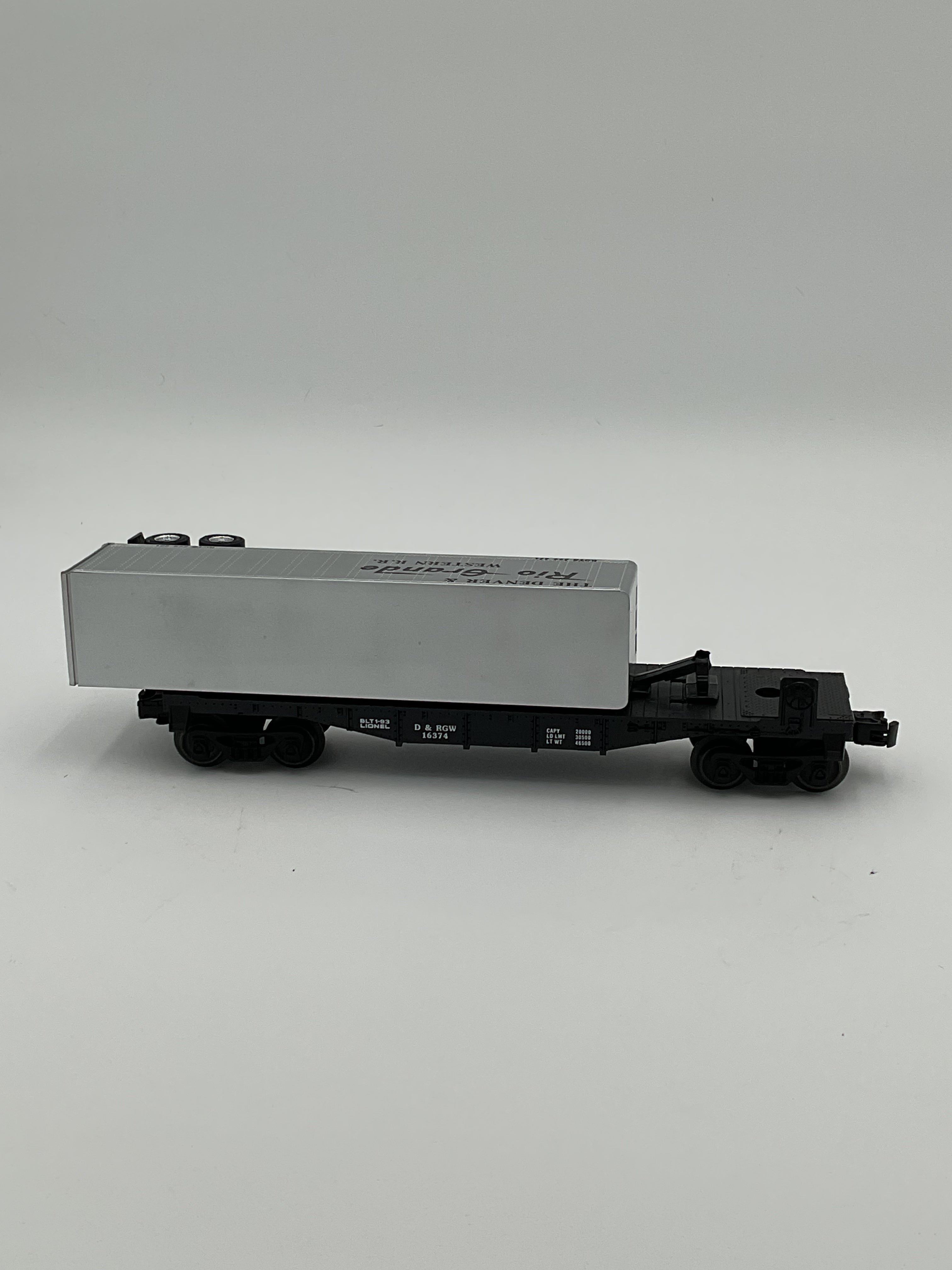 Lionel O 16374 Denver & Rio Grande Flatcar with Trailer Western