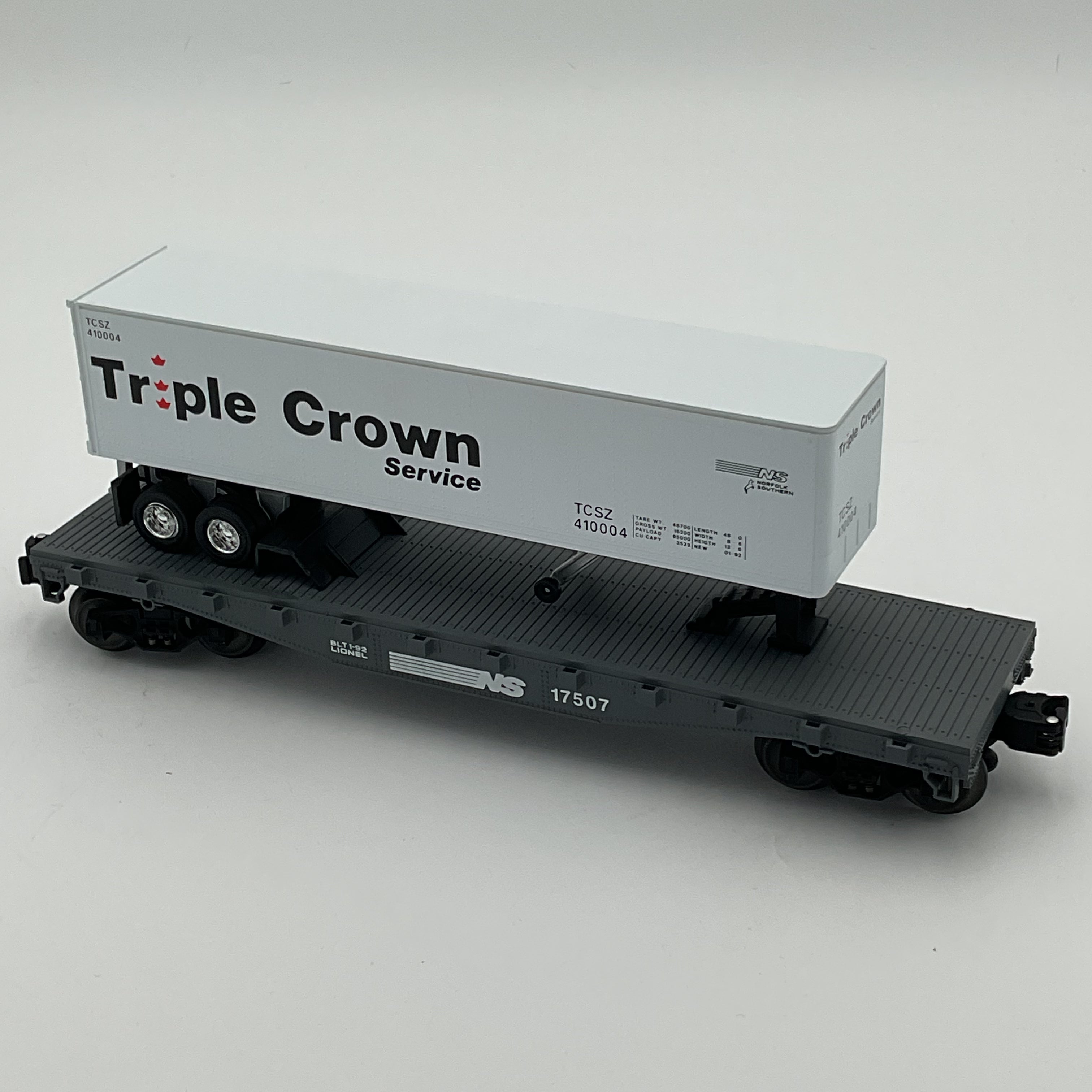 Lionel O 17507 Norfolk Southern Flatcar with Trailer
