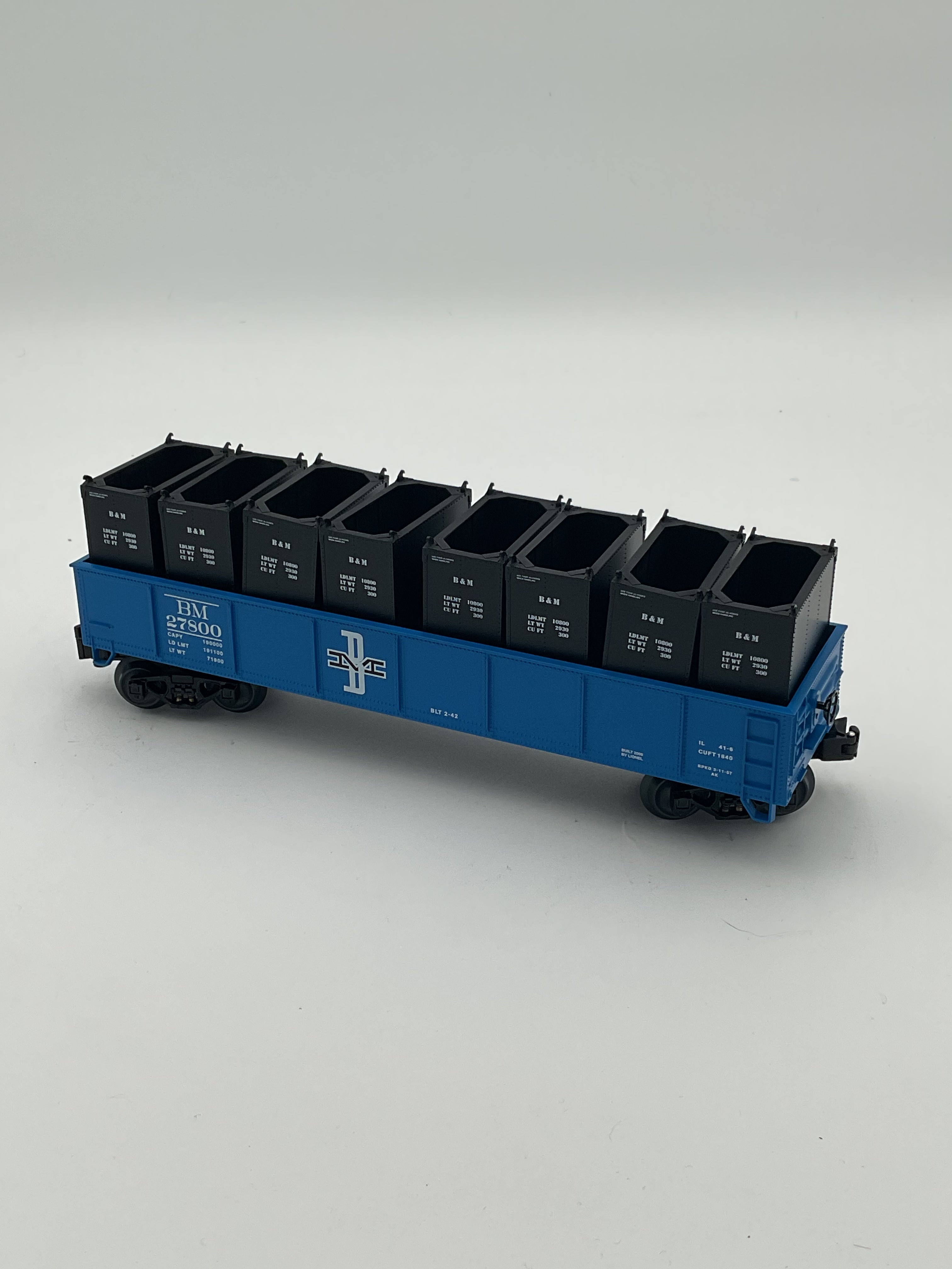 Lionel O 27800 B&M Gondola With Containers