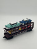 MTH 30-7628 MTH Auto Transport Auto Carrier w/ Ertl ‘52 Cadillac & ‘49 Ford Coupen