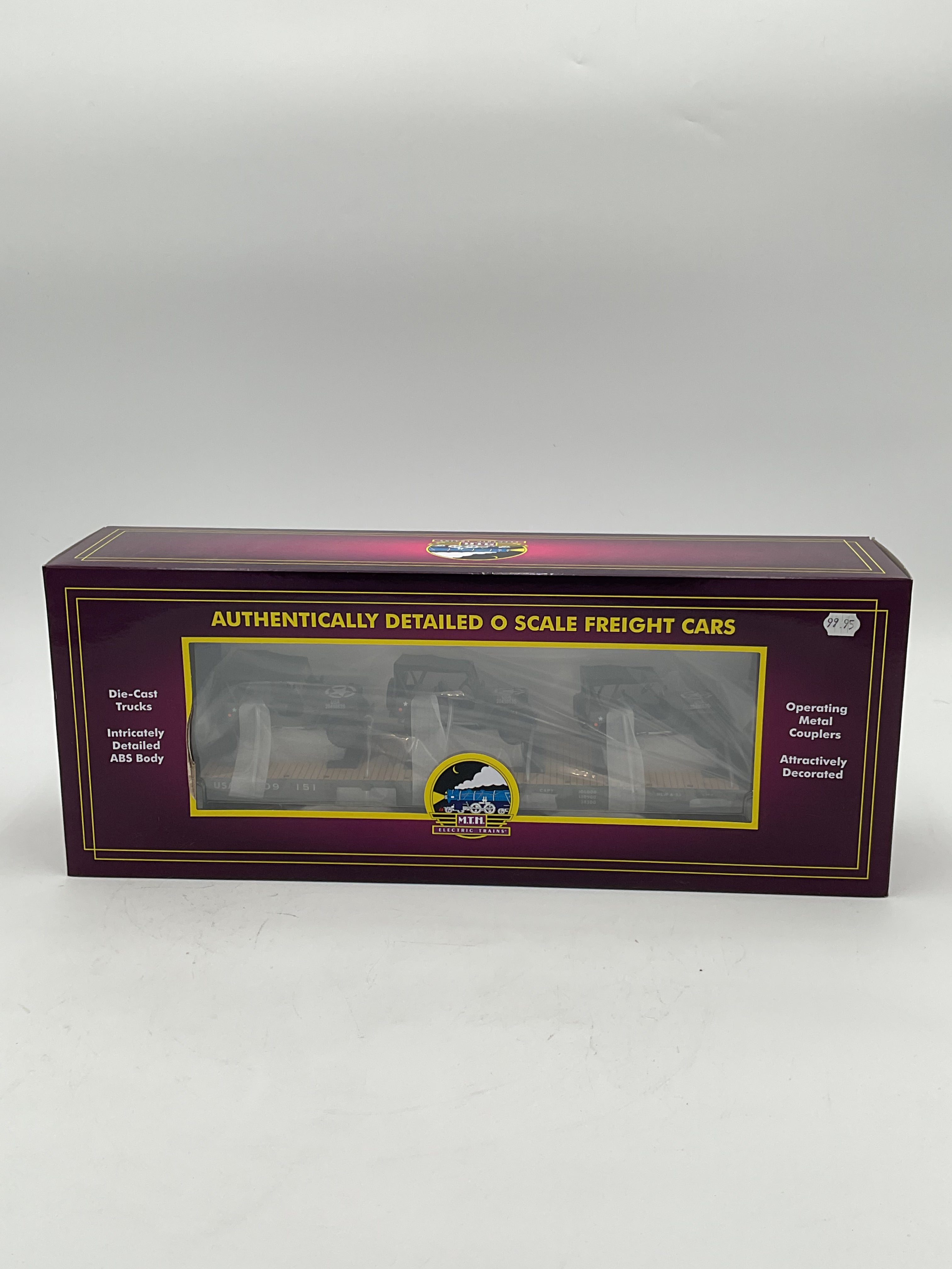 MTH 20-92356E U.S. Army Flat Car w/ (3) Willy’s Transport Vehicles