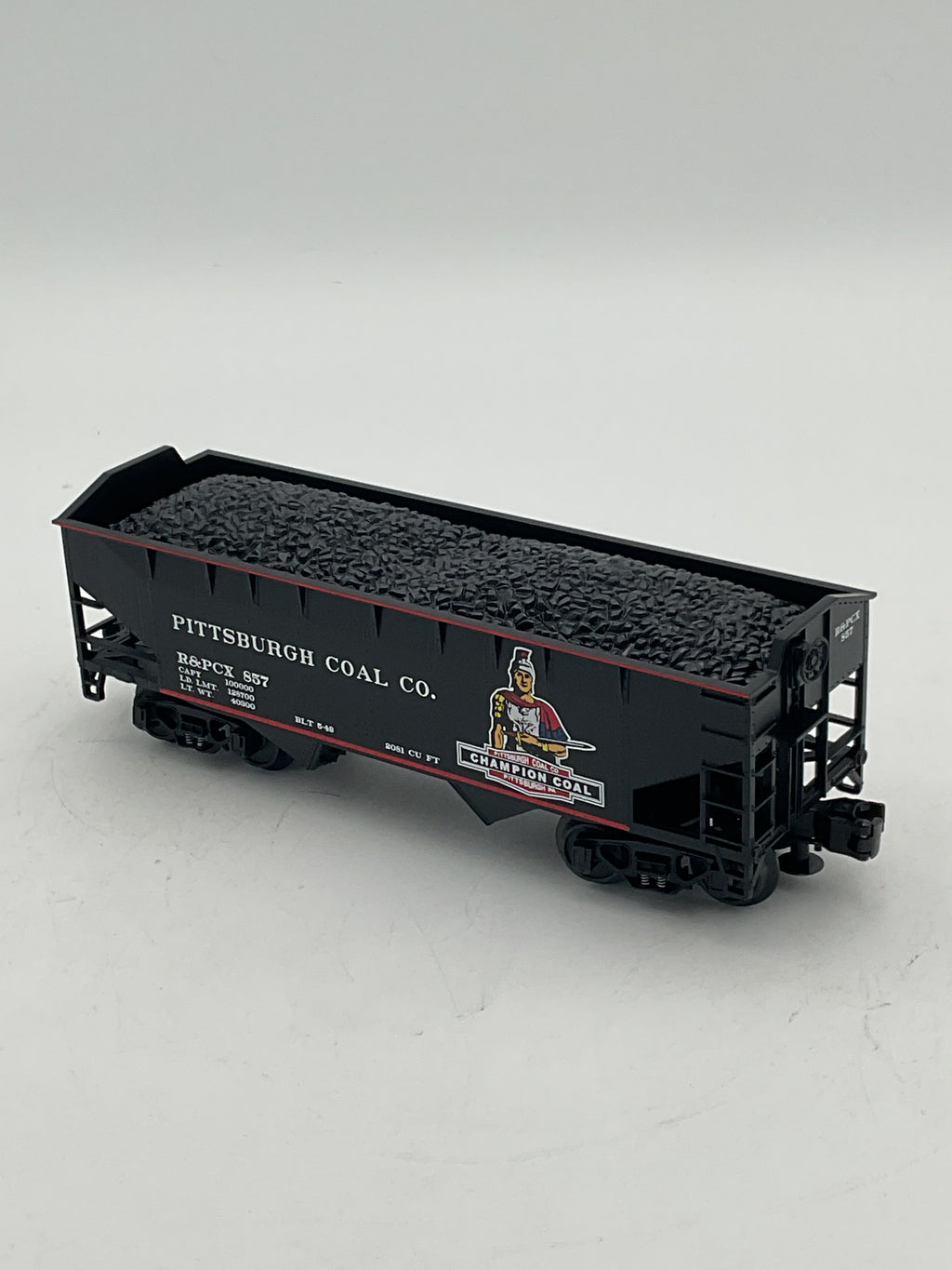 MTH 20-97517 Pittsburgh/Champion Coal 2- Bay Offset Hopper Car w/ Coal Load Co. (#857)