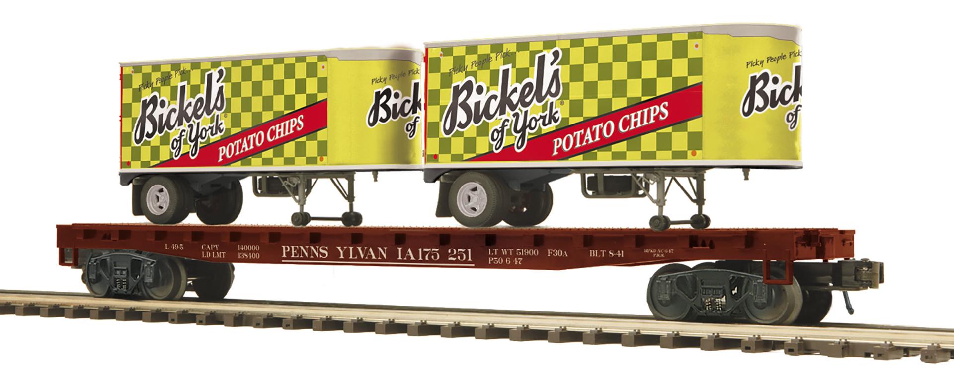 MTH 20-95508 Pennsylvania (#175254) Flat Car w/(2) PUP Trailers