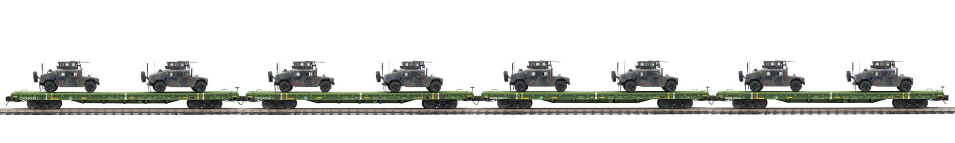 MTH 20-92270B U.S. Army O Scale 60' Flat Car Set w/(2) Humvee Vehicles