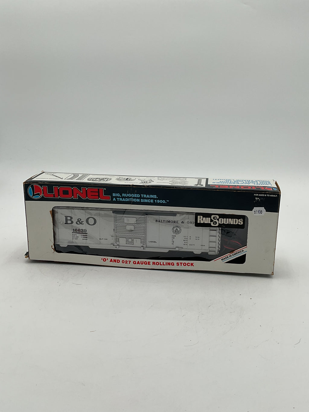Lionel O 16639 Baltimore & Ohio Boxcar with Steam Railsounds