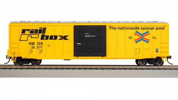 Bachmann HO 14901 50' OUTSIDE BRACED BOX CAR WITH FLASHING END OF TRAIN DEVICE - RAILBOX #32271