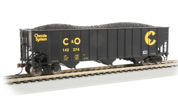 Bachmann HO 18729 BETHLEHEM STEEL 100 TON 3 BAY HOPPER - CHESSIE SYSTEM (C&O®) #142374