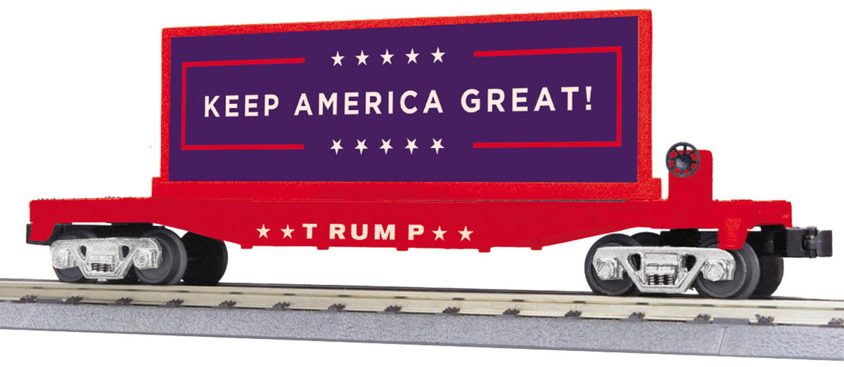 MTH 30-76837 Donald J. Trump O Gauge RailKing Flat Car w/ Billboard