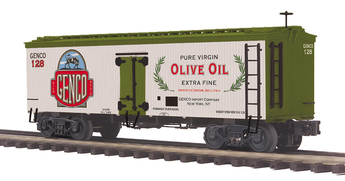 MTH 20-94615 Genco Olive Oil O Scale Premier 36’ Woodsided Reefer Car