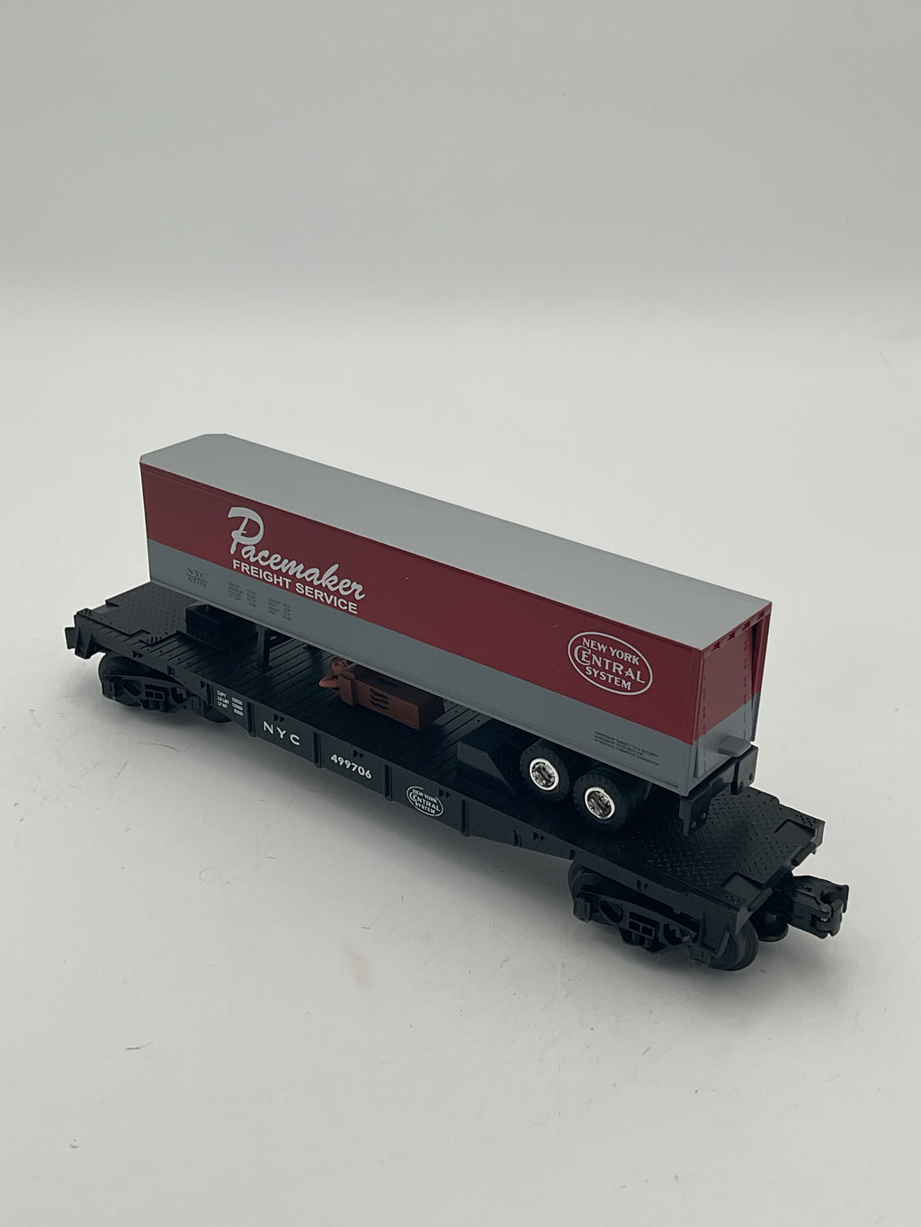 MTH 30-7608 New York Central Pacemaker Semi-Scale Flat Car w/ Trailer